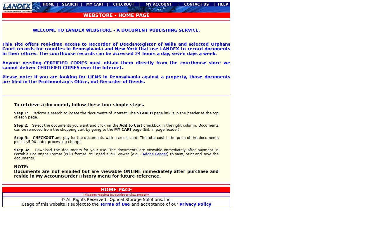 York County previous residents recent deed route through Landex Webstore