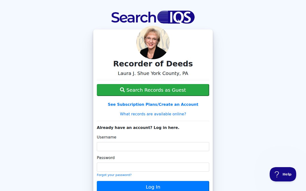 York County previous residents historical deed route in SearchIQS