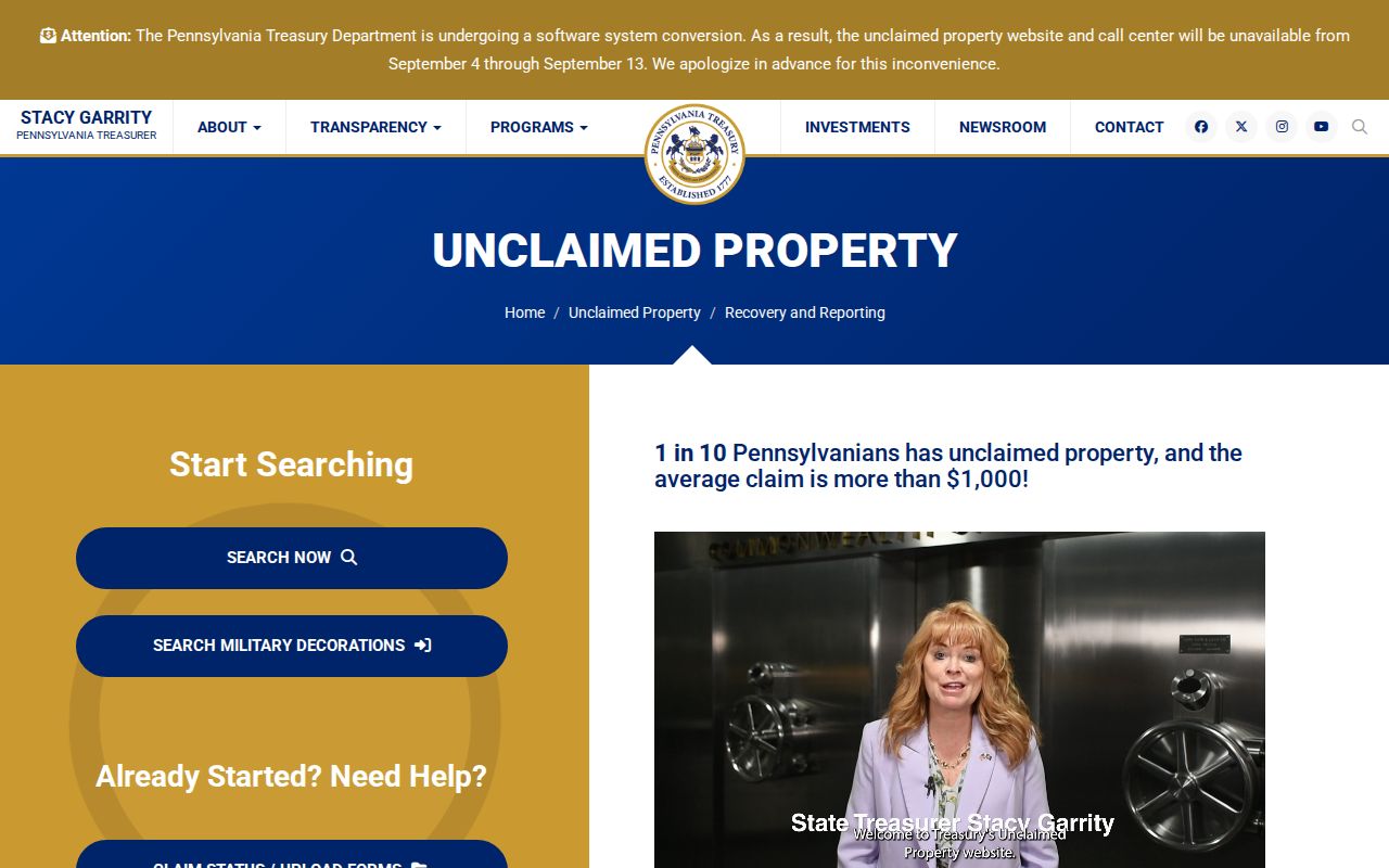 York County resident lookup using Pennsylvania unclaimed-property search