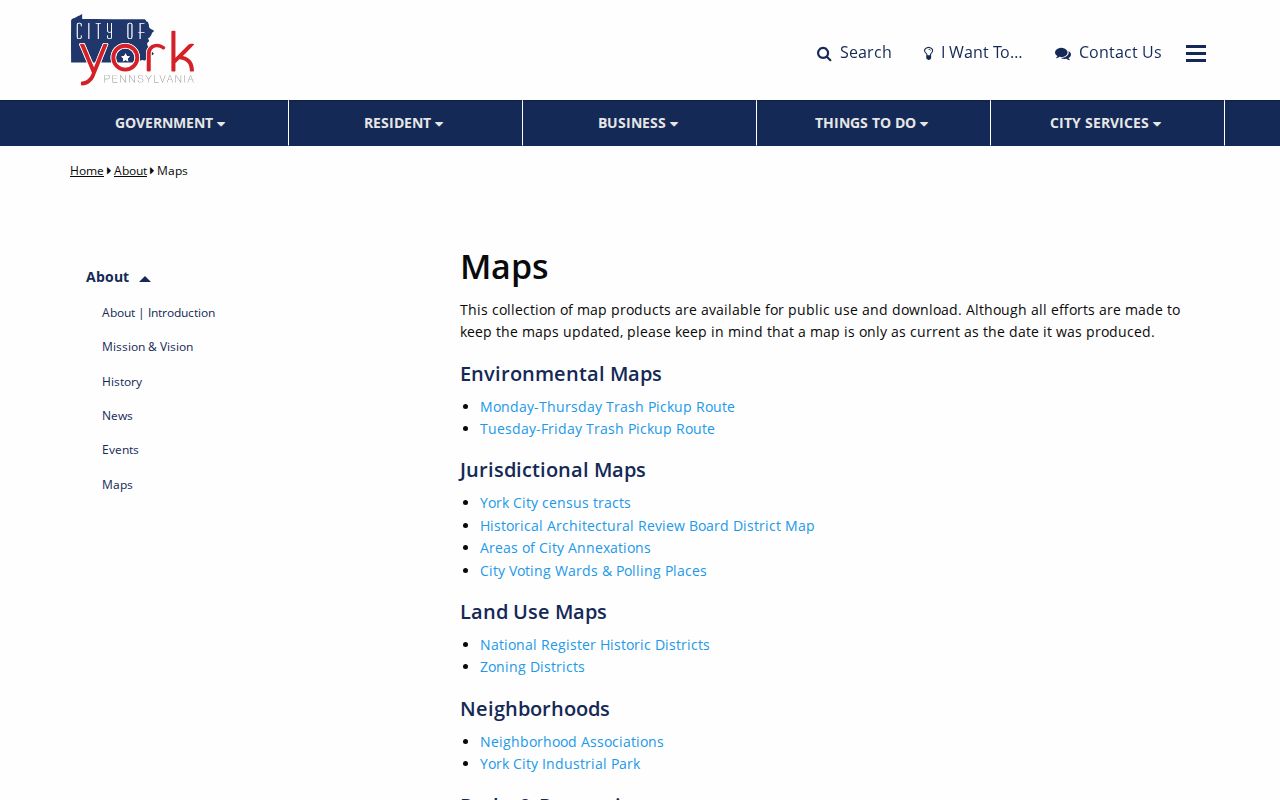 York County ZIP code City of York boundary maps